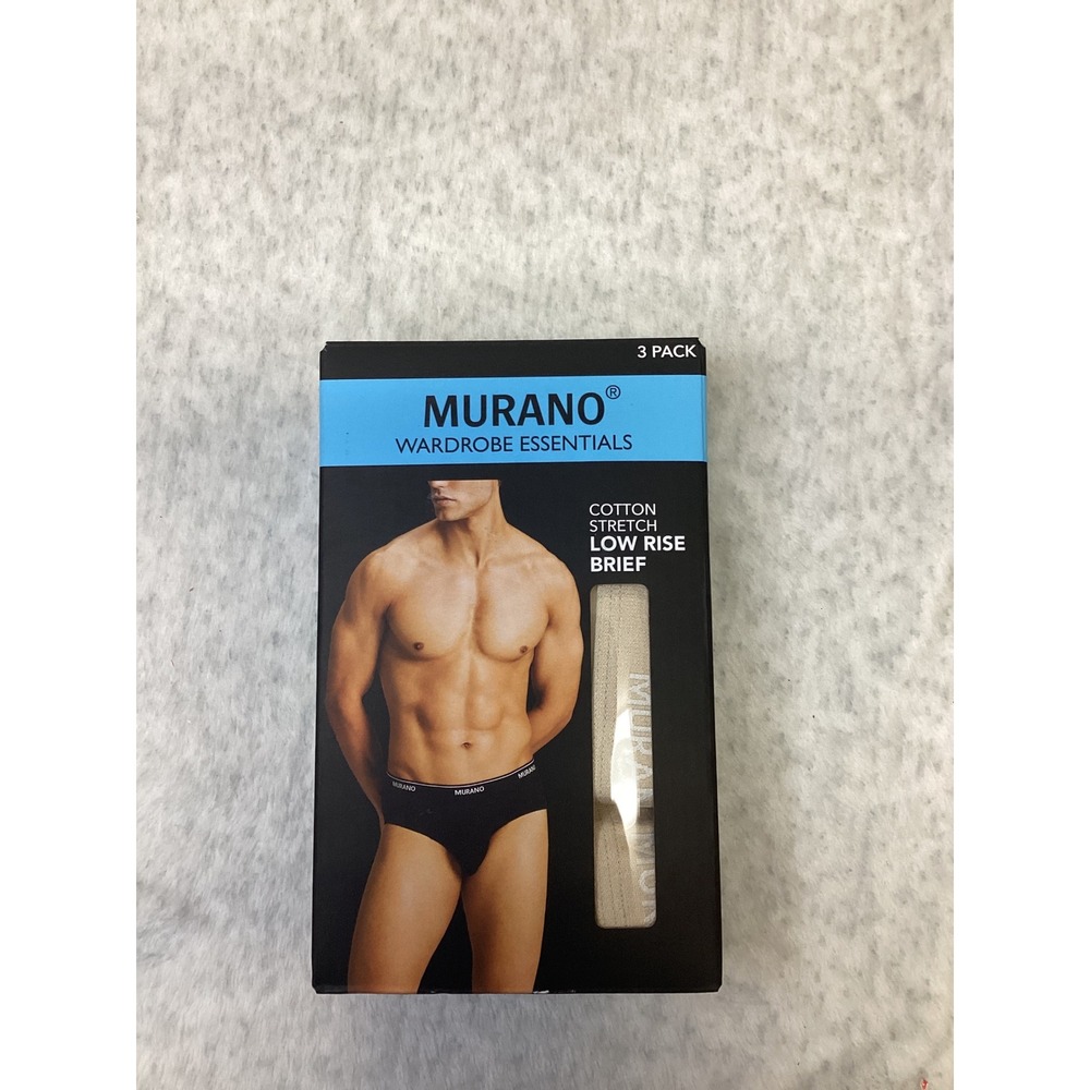 Murano Wardrobe Essentials Mens Cotton Stretch Low Rise Brief 3 Pack Small.